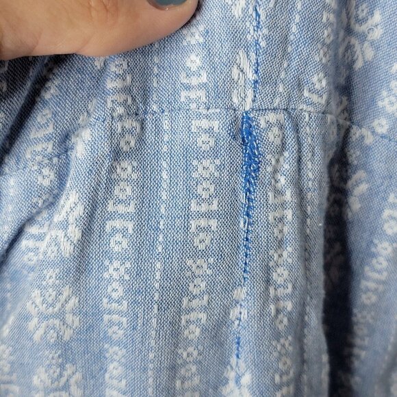 Roller Rabbit Large Blue Printed Scoop Neck Women's Jumpsuit FLAW - Picture 6 of 6